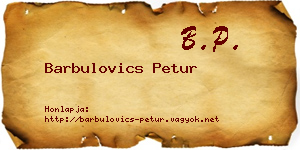 Barbulovics Petur névjegykártya